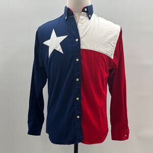 Texas Cotton Patriotic Colorblock Button Down Flag Shirt Size X-Small